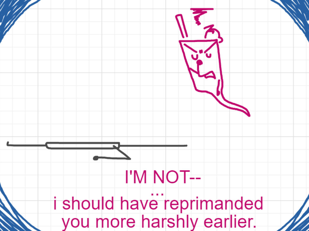 A panel from What's The Point, episode five of the Board Boards object show by Furretwalk/WalkingFurret.